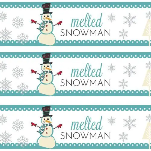 Melted snowman water bottle labels (FREE printables) Practical Frugality